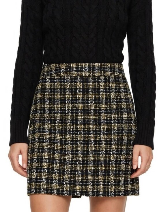 Dresses & Skirts - Sao Paulo Mini Skirt Zise 8 Black Womens Plaid Wool High Waist Lined Knit Used